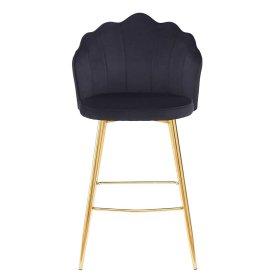 Muschel Barhocker Nastaruna in Schwarz und Goldfarben (2er Set) – Ansicht 2