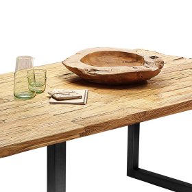 Holztisch Caroli aus Teak Recyclingholz und Stahl im Loft Design – Ansicht 5