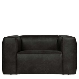 Schwarzer Wohnzimmer Sessel Vamaica aus Recyclingleder mit Armlehnen – Ansicht 2