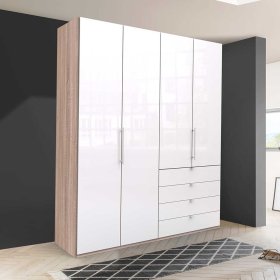 Gleittürenschrank Andryas mit vier Schubladen glasbeschichtet – Ansicht 3