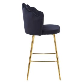 Muschel Barhocker Nastaruna in Schwarz und Goldfarben (2er Set) – Ansicht 3