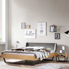 Loft Stil Doppelbett Linus in Eiche hell und Dunkelgrau – Ansicht 2