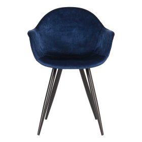 Samt Esszimmer Polsterstuhl Set Lagacina in Blau mit Armlehnen (2er Set) – Ansicht 2