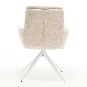 Cremefarbene Esstisch Stühle Velsamos aus Boucle Stoff und Metall (2er Set) – Ansicht 5