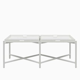Wohnzimmer Tisch Jufara mit abnehmbaren Tabletts in Weiß – Ansicht 4