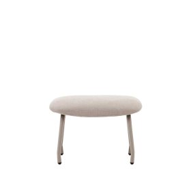 Hocker zum Sessel Deverino in Beige und Weiß mit Vierfußgestell aus Metall – Ansicht 1