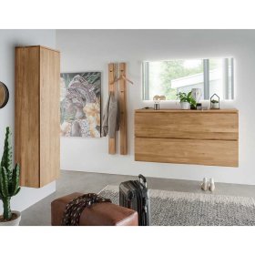 Flürmöbel Set Nietran aus Asteiche Massivholz für die Wandmontage (fünfteilig) – Ansicht 1