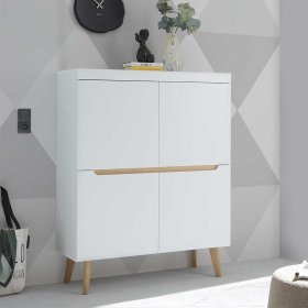 Skandi Design Highboard Jasturian in Weiß und Eichefarben – Ansicht 2