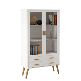 Schrank Vitrine Masuyo im Skandi Design in Eichefarben und Weiß – Ansicht 3