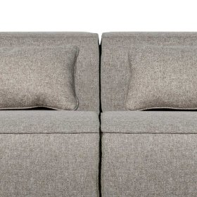 Dreisitzer Sofa Monville in Hellgrau Webstoff mit Armlehnen – Ansicht 5
