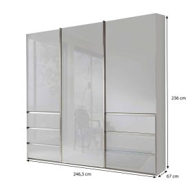 Schlafzimmerschrank Masabu in Weiß Front glasbeschichtet – Ansicht 11