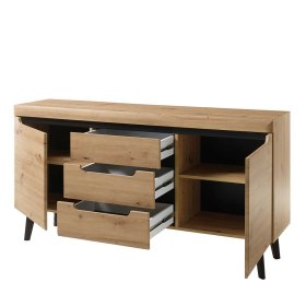 Esszimmersideboard Tomya in Wildeiche Holzoptik mit drei Schubladen – Ansicht 5
