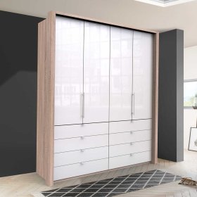 Schlafzimmerkleiderschrank Andryas glasbeschichtet in Weiß – Ansicht 2