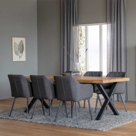 Esszimmer Tisch Tagma mit Eichemassivholzplatte im Loft Stil – Ansicht 9
