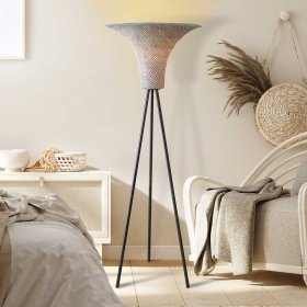 Skandi Design Stehlampe Split aus Seegras und Metall – Ansicht 1