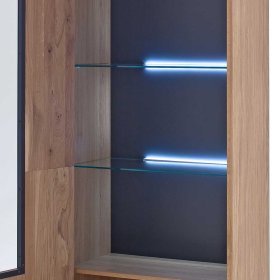 Vitrinenschrank Vruamosa in Eiche Bianco und Anthrazit 1-türig – Ansicht 4