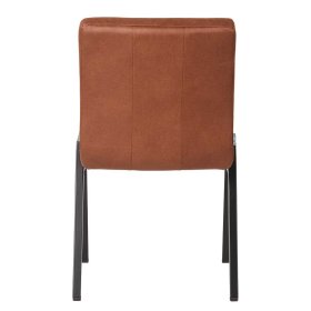 Microfaser Polsterstuhl Set Vien in Cognac Braun mit Metallgestell (2er Set) – Ansicht 4