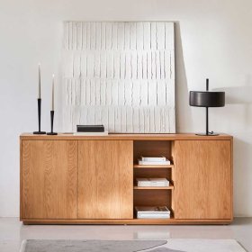 Großes Esszimmersideboard Magies in Eichefarben mit Drehtüren – Ansicht 2