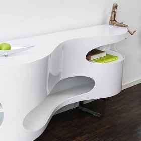 Trendiges Sideboard Lipidean in Weiß Hochglanz geschwungen geformt – Ansicht 4