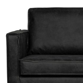 Retro Dreisitzer Sofa Lonzavez aus Recyclingleder Schwarz – Ansicht 3