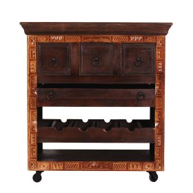 Küchenwagen Mysore aus Teak Recyclingholz im Kolonialstil – Ansicht 3