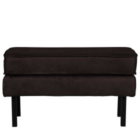 Retro Polsterhocker Lonzavez in Schwarz Recyclingleder im Retrostil – Ansicht 5