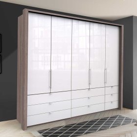 3 türiger Kleiderschrank Yunidra mit neun Schubladen modern – Ansicht 2