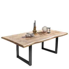 Tisch mit Baumkante Roga aus Mangobaum Massivholz und Eisen – Ansicht 2