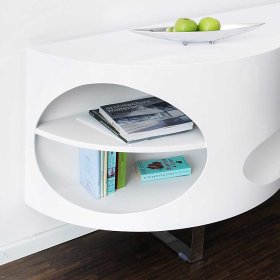 Trendiges Sideboard Lipidean in Weiß Hochglanz geschwungen geformt – Ansicht 3
