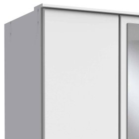 Weißer Kleiderschrank Redon mit Spiegeltür und drei Schubladen – Ansicht 3
