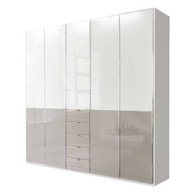 XL Kleiderschrank Latina Front glasbeschichtet mit fünf Schubladen – Ansicht 1