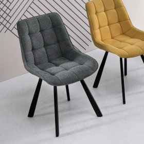 4 Stühle Sercan in Dunkelgrau und Schwarz mit Gestell aus Metall (4er Set) – Ansicht 3