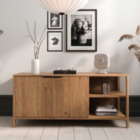 TV Sideboard Koropi aus Wildeiche Massivholz mit offenen Fächern – Ansicht 3