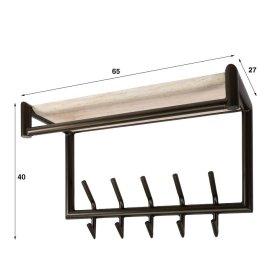 Hängegarderobe One im Industry und Loft Stil mit 5 Kleiderhaken – Ansicht 7