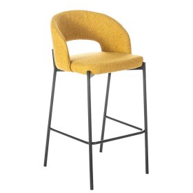 Gelbe Barstühle Gina mit Polster und Armlehnen (2er Set) – Ansicht 1