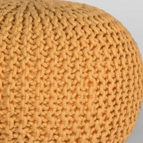 Strickstoff Sitzpouf Valerana in Ocker im Skandi Design – Ansicht 3