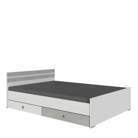 Jugendzimmer Bett Lasewood in Weiß und Beton Lichtgrau – Ansicht 3