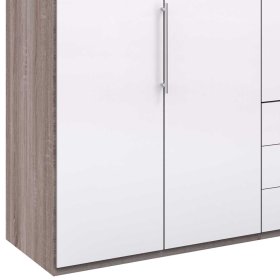 Kombi Schlafzimmerschrank Yunidra mit Falttüren und Schubladen modern – Ansicht 4