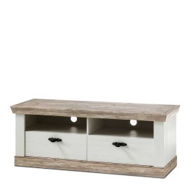 Landhaus Lowboard Flurencina in Pinie Weiß mit 2 Schubladen – Ansicht 1