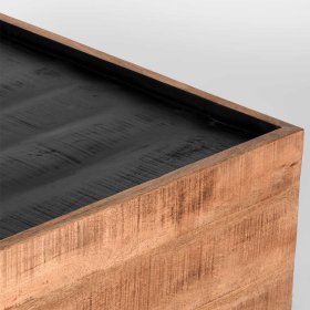 Massiver Couchtisch Sunset in Mangobaumfarben und Schwarz quadratisch – Ansicht 3