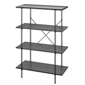 Schwarzes Standregal Tora in modernem Design 80 cm breit – Ansicht 1