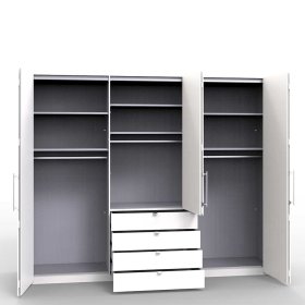 Großer Schlafzimmerschrank Codumenta mit Spiegel Falttüren und Schubladen – Ansicht 6