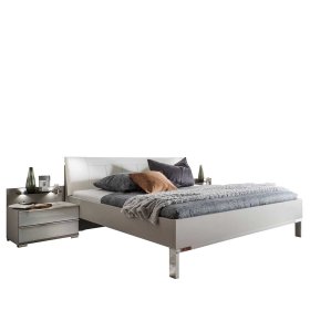 Doppelbett Zymian mit Nachtkonsolen in Hellgrau Weiß (dreiteilig) – Ansicht 1