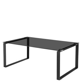 Moderner Couchtisch Princon mit Rauchglasplatte und schwarzem Metallgestell – Ansicht 1