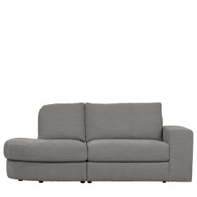 Modulsofa Abschluss Element links Fredoco in Grau Rücken echt bezogen – Ansicht 15