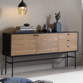 Sideboard Jacrella in Schwarz und Eichefarben im Skandi Design – Ansicht 2