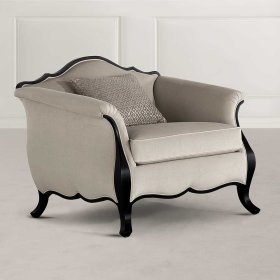 Polstersessel Rivossa in Beige und Schwarz im klassischen Stil – Ansicht 2