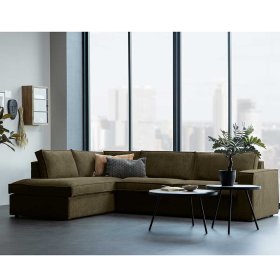 Modernes Wohnzimmer Ecksofa Brunos in Dunkelgrün Webstoff mit vier Sitzplätzen – Ansicht 2