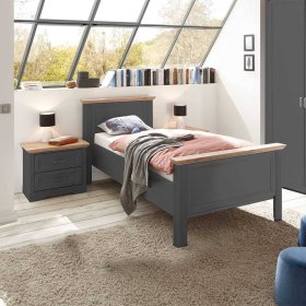 Singelbett Trujano im Landhausstil in Dunkelgrau – Ansicht 2