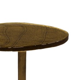 Beitisch Feliz in Altgoldfarben mit Gussglas Platte – Ansicht 5